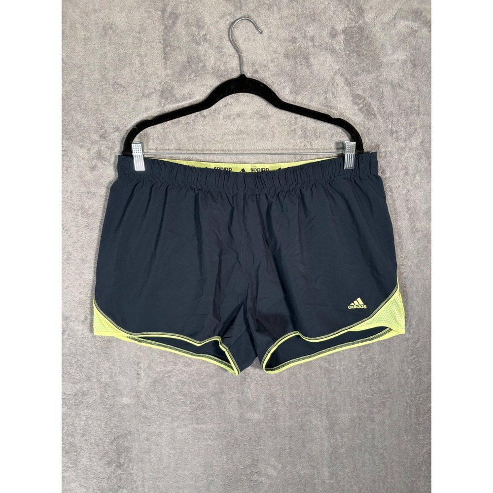 Adidas Climalite Running Shorts Womens Black Neon Yellow Athletic D89911 Size XL